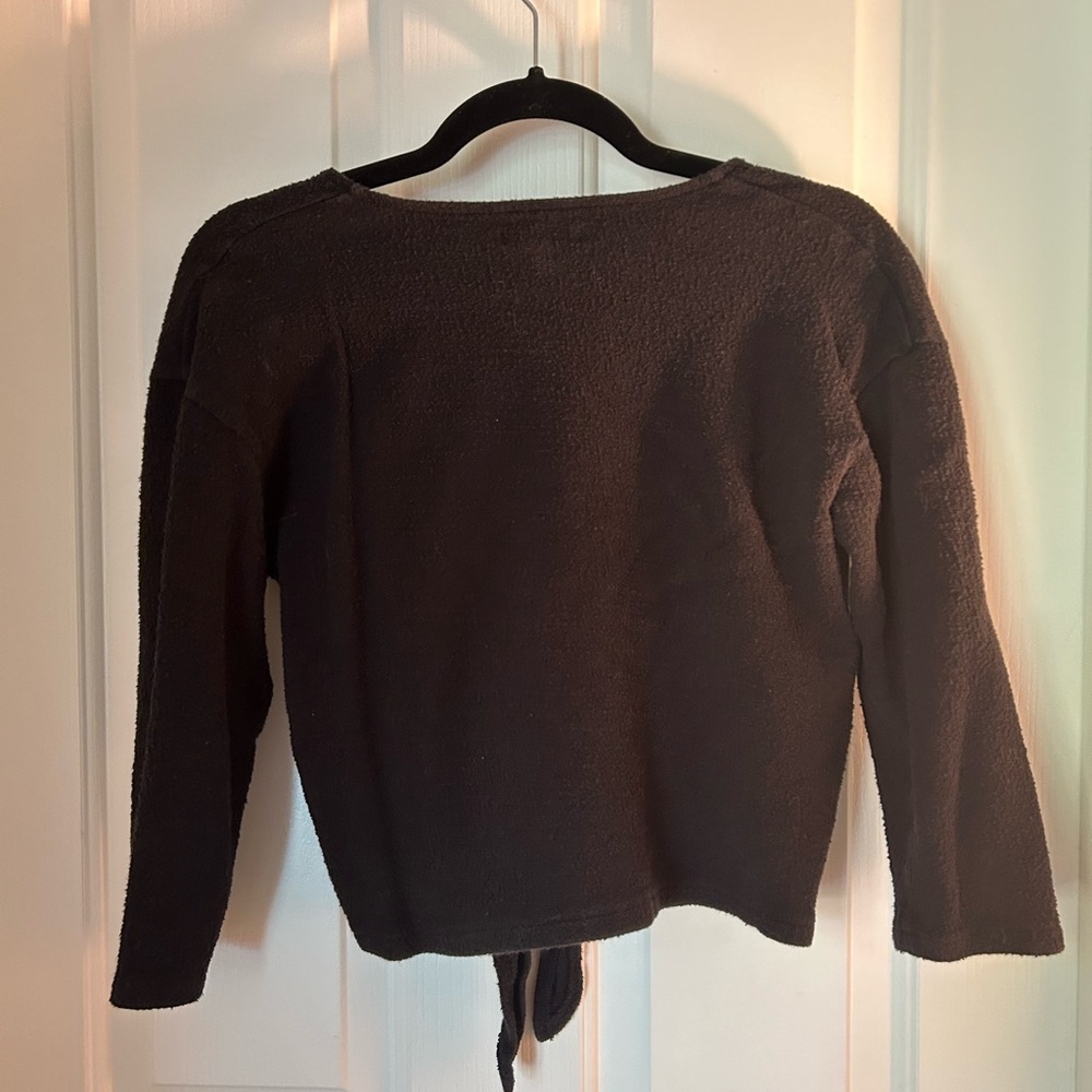 Madewell Black Tie Front Cropped Sweater // Size S - Picture 4 of 6